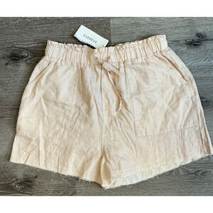 NWT Cloth & Stone Evereve Tie Waist Raw Hem Beige Linen Shorts Size Small